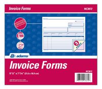 Adams Invoice Unit Sets, 7.44 x 8.5 Inches, 3-Part, Carbonless, White/Canary/Pink, 100 Sets per Pack (NC3872)