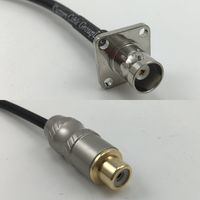 6 inch RGU178 BNC Flange Female to RCA FEMALE Pigtail Jumper RF coaxial cable 50ohm High Quality Quick USA Shipping