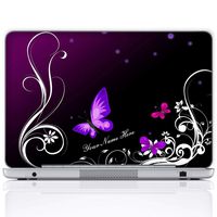 Meffort Inc Personalized Laptop Notebook Notebook Skin Sticker Cover Art Decal, Customize Your Name (17 Inch, Purple Butterfly Swirl)