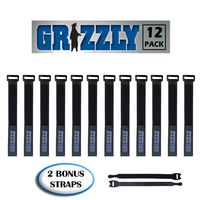 Cinch Straps, Reusable Black Nylon Cable/Securing Straps, 12 Pack of 12" x 1" Inch PLUS 2 BONUS 8" Inch Straps.