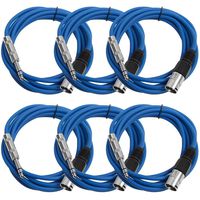 Seismic Audio SATRXL-M10Blue6 10-Feet XLR Male to 1/4-Inch TRS Patch Cables - Blue
