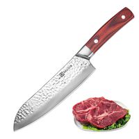 Santoku Knife 7 Inch, PAUDIN Japanese Chef Knife, Sharp Kitchen knife, German HC Steel 7Cr17Mov and Hammered Pattern, Knives for meat, vegetable