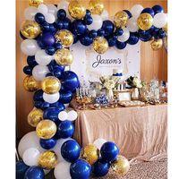 Soonlyn Navy Blue Balloons 104 Pcs 12 Inch Confetti Balloons White Latex Balloon Garland Kit with 1 PCS Balloon Strip for Baby Shower 1st Birthday Party Wedding Party - 3 Colors