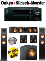 Onkyo TX-SR343 5.1-Channel A/V Receiver + Pair of Klipsch - RP250FBK + Klipsch - RP440CBK + Pair of Klipsch - RP240SBK + Klipsch - R10SW + Monster Cable - PLATXPMS50 Bundle