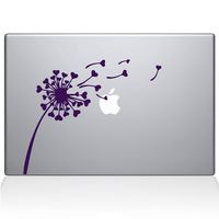 The Decal Guru 2045-MAC-15X-LAV Dandelion Hearts Decal Vinyl Sticker, Lavender, 15" MacBook Pro (2016 & Newer)