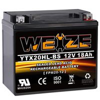 Weize YTX20HL-BS Battery, High Performance - Maintenance Free - Sealed AGM ETX20HL BS Motorcycle Battery