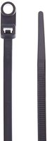 Weather Resistant Mountable Cable Tie, 50lbs Tensile Strength, 2" Bundle Diameter, 0.181" Mounting Hole Diameter, 0.165" Width, 8" Length, Black- 100 count
