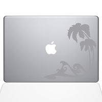 The Decal Guru Beach Wave Decal Vinyl Sticker, 11" MacBook Air, Silver (1449-MAC-11A-S)