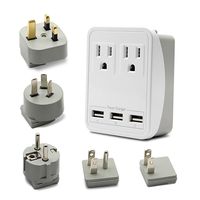 Aisilk Travel Adapter Charger Kit - Travel Charger W/Triple 2.4A USB Ports + 2 Outlets, Includes Plugs for Europe, UK, China, Australia, Japan - Perfect for Laptop, Cell Phone, Camera and More