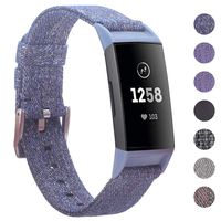 EZCO Compatible with Fitbit Charge 3 Bands, Woven Fabric Breathable Watch Strap Quick Release Replacement Wristband Accessories Man Woven Compatible with Charge 3 Fitness Smart Watch