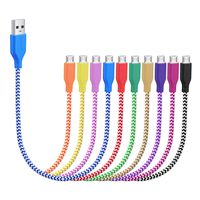 OKRAY 10 Pack 1ft Durable Nylon Braided Short Micro USB to USB Charger Cable Sync Charging Cord Compatible for Android, Samsung Galaxy, Google Nexus, LG, HTC, Nokia, Sony, Power Bank and More