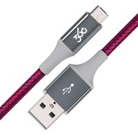 360 Electrical 360652-CB Habitat 4ft Premium Braided Charging Cable with Micro USB Connector - Authentic Collection-Cranberry