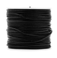 Mandala Crafts Round Cowhide Genuine Leather String Cord, Natural Rawhide Rope for Jewelry Making, Kumihimo Braiding, Shoelaces (1.5mm, Black)