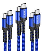 JSAUX USB C to C Fast Charging Cable 3A [1ft+3.3ft+6.6ft 3-Pack] USB Type C Braided Cord Compatible with Samsung Galaxy Note10/Note10 Plus, Google Pixel 2/3/3a/4/2 XL/3 XL/4 XL,iPad pro 2018 etc -Blue