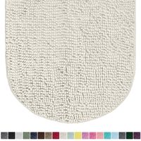 Gorilla Grip Original Luxury Chenille Oval Bath Rug Mat, 42x24, Extra Soft and Absorbent Large Shaggy Bathroom Rugs, Machine Wash Dry, Plush Carpet Mats for Tub, Shower, and Bath Room, Ivory Cream