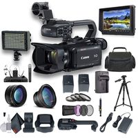 Canon XA15 Compact Full HD Camcorder with SDI, HDMI, and Composite Output Professional Bundle. Includes Extra Battery, Case, LED Light, External Monitor, Mic, Tripod and More
