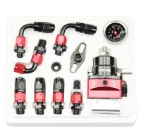 OSIAS Universal Adjustable Fuel Pressure Regulator Kit +100 Psi Pressure Gage AN6 Fitting Connectors Kit Black & Red