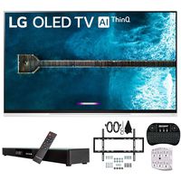 LG OLED55E9PUA 55" E9 4K HDR OLED Glass Smart TV w/AI ThinQ (2019 Model) w/Soundbar Bundle Includes Deco Gear Home Theater Surround Sound 31" Soundbar, Flat Wall Mount Kit for 32-60 inch TVs and Mor