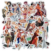 Sexy Lady Pin Up Girl Stickers, Laptop Skateboard Motorcycle Car Bike Luggage Trolley Case Decoration Waterproof Decals Sun-Proof 50 PCS No-Duplicate Stickers Pack