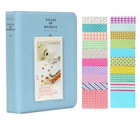 Anter 64 Pockets Instax Mini Photo Album for Fujifilm Instax Mini 8 8+ 9 7s 25 26 50s 70 90 Instant Camera & Name Card with 20 PCS Stickers - Blue
