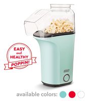 DASH DAPP150V2AQ04 Hot Air Popcorn Popper Maker with Measuring Cup to Portion Popping Corn Kernels + Melt Butter, 16, Aqua