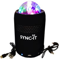 SYNC-IT Bluetooth Portable Wireless Party Speaker with Disco Light Show - Full USB Connectivity - Multi-Colored LED Lights - Little Speaker Big Sound