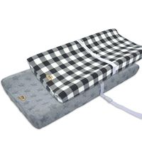BlueSnail Plush Super Soft and Comfy Changing Pad Cover for Baby 2-Pack (Gray Buffalo Palid)