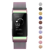 Fitlink Stainless Steel Metal Replacement Bands for Fitbit Charge 3 and Charge 3 SE for Women Men,Multi Color Multi Size(Rainbow,Large(6.1 ''- 9.9''))