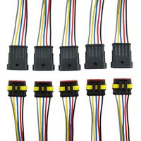 MUYI 5 Sets 18AWG Waterproof Electrical Connectors Kit 1.5mm Series Terminal and Rubber Seal with 10cm Wire Weatherpack Connectors (5 pin)