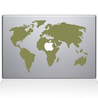 The Decal Guru 0194-MAC-15X-G World Map Vinyl Sticker, 15" MacBook Pro (2016 & Newer), Gold
