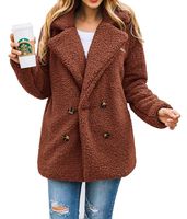 PRETTYGARDEN Women's Fashion Long Sleeve Lapel Zip Up Faux Shearling Shaggy Oversized Coat Jacket with Pockets Warm Winter (Z-Brown, Medium)