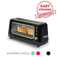 Dash Clear View Toaster: Extra Wide Slot Toaster with Stainless Steel Accents + See Through Window - Defrost, Reheat + Auto Shut Off Feature for Bagels, Specialty Breads & other Baked Goods - Black