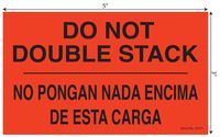 Tabbies Neon Red 3" x 5" DO NOT Double Stack Bilingual Shipping Stickers | 500 Labels/Roll | Shipping & Handling Labels for Packaging, Warehouse