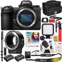 Nikon Z6 Mirrorless Camera Body FX-Format Full-Frame 4K Ultra HD with FTZ Mount Adapter for F-Mount Lenses and Deco Gear Travel Gadget Bag Case + Extra Battery & Accessory Kit Editing Software Bundle