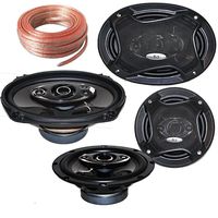 Package K7 / 4 Speakers - Pair of K65.4 6.5-INCHS 6-1/2" 400W 4-Way + Pair of K69.5 6x9-INCHS 6"x9" 700W 5-Way PRO CAR Speakers + 50FT Wire AT-SPW10GA/50RG