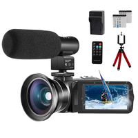 Video Camera 1080P Camcorder CofunKool 24.0MP Vlogging Camera for YouTube, 270° Flipping 3.0" IPS Touch Screen IR Night Vision with Microphone Wide Angle Lens Remote Control Mini Tripod