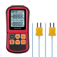 Kamtop Digital Thermometer Dual Channel Thermometer with Two K- type Thermocouples Temperature Meter with LCD Backlight for K/ J/ T/ E/ R/ S/ N Thermocouple