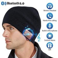 Bluetooth Beanie Hat,Mens Gifts V5.0 Wireless Unisex Wireless Smart Headset Musical Knit Cap Built in Stereo Headphone Earphone Speaker Mic Unique Christmas Electronic Tech Gifts for Men Women(Black)