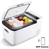ICECO GO20 12V Dual Zone Portable Refrigerator, Separate Control, 21 Quart/20 Liter, DC & AC, 0℉ to 50℉, with Danfoss Compressor, Mini Fridge Cooler Refrigerator for Outdoor, Home Use, White
