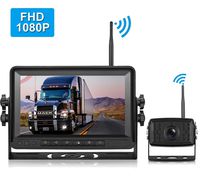FHD 1080P Digital Wireless Backup Camera and Monitor Kit for RVs/Motorhomes/Trucks/Trailers with 7" Monitor High-Speed Observation System IP69K Waterproof Super Night Vision Driving/Reversing Use