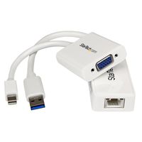 StarTech.com MacBook Pro VGA and Gigabit Ethernet Adapter Kit - MDP to VGA - USB 3.0 to GbE w/USB Pass-Through Port - White (MACPRMDPUGBK)