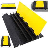 Happybuy 3-Channel Rubber Cable Protector Ramp 2 x 2.3 Inch Channel Heavy Duty Cable Wire Cord Cover Ramp Speed Bump Driveway Hose Cable Ramp Protective Cover (3-Channel, 2x2.3In Channel-44000lbs)