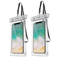 Procase Universal Waterproof Case Cellphone Dry Bag Pouch for iPhone 11 Pro Max Xs Max XR XS X 8 7 6S Plus, Galaxy S10 Plus S10 S10e S9+/Note 10 10+ 5G 9 8, Pixel 4 XL up to 6.8" - 2 Pack, Clear