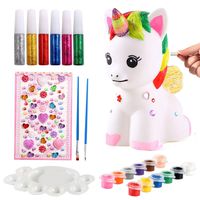 ACEHOOD Unicorn Gift for Girls Paint Your Own Unicorn DIY Craft Paint Art Supplies Unicorn Piggy Bank Coin Bank Unicorn Painting Kit Birthday Gift for Kids