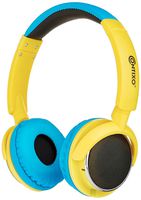 Contixo KB-300 Kid Safe 85DB Over The Ear Wireless Bluetooth LED Headphone with Volume Limiter, Built-in Microphone, Micro SD, FM Stereo Radio, Audio Input, Blue + Yellow