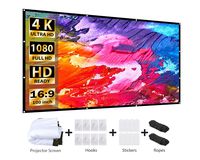 VANKYO Projector Screen 100 Inches 16:9 Portable Indoor Outdoor Projection Polyester Spandex Movie Screen Foldable Wall Mounted with Peel and Hooks