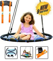 Trailblaze Spider Web Swing for Kids - Round Net Tree Swings w/ Hanging Kit 2 Straps - Holds 650 lbs Extra Strong Outdoor Web Tire Swing - Dreamcatcher Swing Easy to Hang