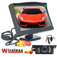 BW Wireless Car Parking System Kits - 5 inch HD 800480 Pixels (not 320240) Car Rearview Monitor + Wireless 7 LEDs IR Night Vision Car Reverse Backup Camera