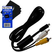 Nikon A/V (Audio/Video) Cable for Nikon D3200, D3300, D5000 & D5100 Digital SLR Cameras + HeroFiber Ultra Gentle Cleaning Cloth