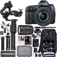 Canon EOS 5D Mark IV DSLR Camera 1483C010 Filmmaker's Kit with 24-105mm F4L is II USM Lens + DJI Ronin-S Essentials Kit 3Axis Handheld Gimbal Stabilizer Bundle + Deco Photo Backpack + 64GB + Software
